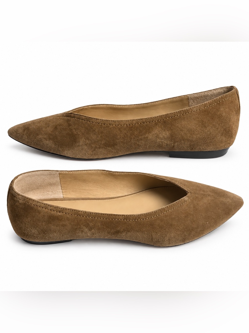 Veronica Beard Bancroft Chestnut Suede Pointed Toe Flats Size 9 Dust Bag